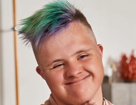 Person with rainbow hair